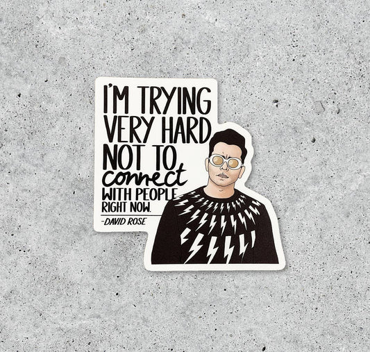 Schitt's Creek David I'm Trying Very Hard vinyl sticker