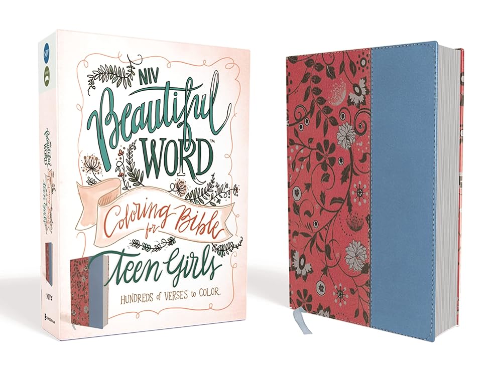 NIV, Beautiful Word Coloring Bible for Teen Girls, Leathersoft, Pink/Blue: Hundreds of Verses to Color cover image