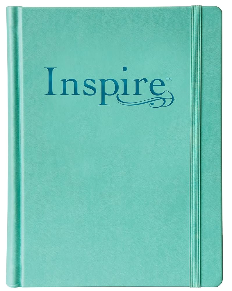 Tyndale NLT Inspire Bible (Hardcover, Aquamarine): Journaling Bible with Over 400 Illustrations to Color, Coloring Bible with Creative Journal Space - Religious Gift that Inspires Connection with God cover image