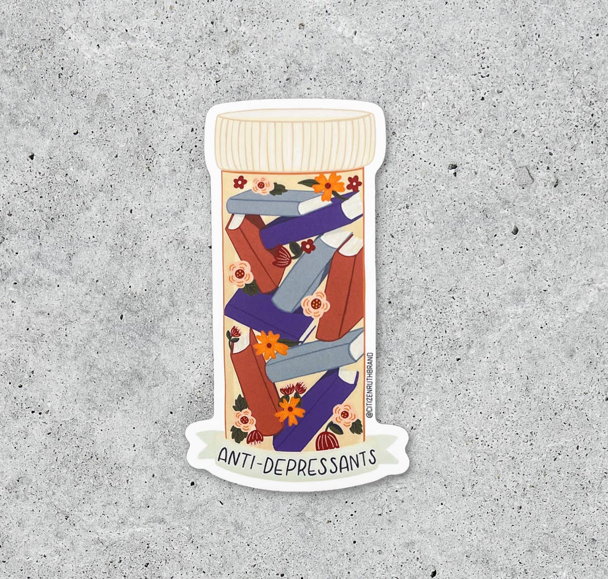 Books are Anti-Depressants Vinyl Sticker