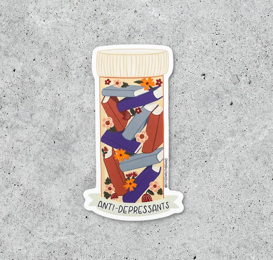 Books are Anti-Depressants Vinyl Sticker